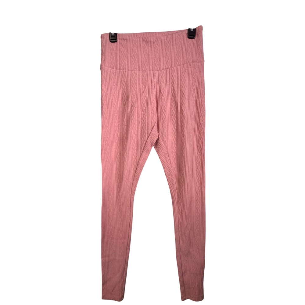 Beach Bunny Pink Cable Knit Textured High Waisted Leggings Sz M Casual